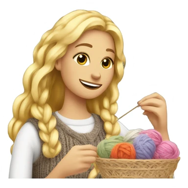 beautiful finnish blonde woman knitting flowers sticker