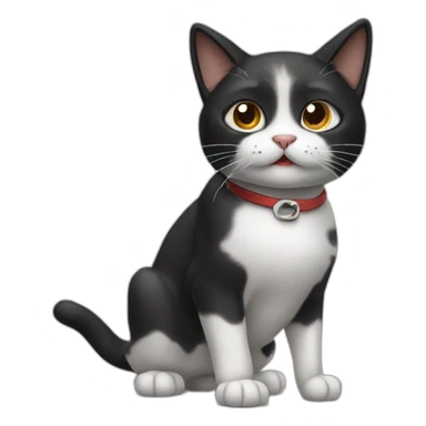 Black and white cat limping sticker