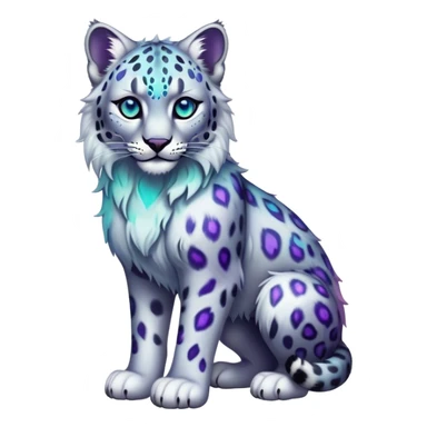 Cute cool edgy Colorful dark vibrant transparent iridescent luminescent ethereal fantasy-lynx-snow-leopard-animal, full-body sticker