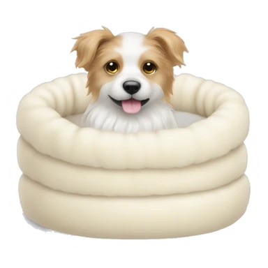 A fluffy cream pet bed but please don’t include a dog sticker