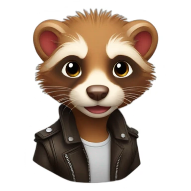 Red ferret with long fringe hairdo wearing leather jacket  sticker