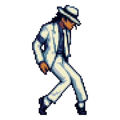 Michael Jackson moonwalking, pixel art style, hat sticker