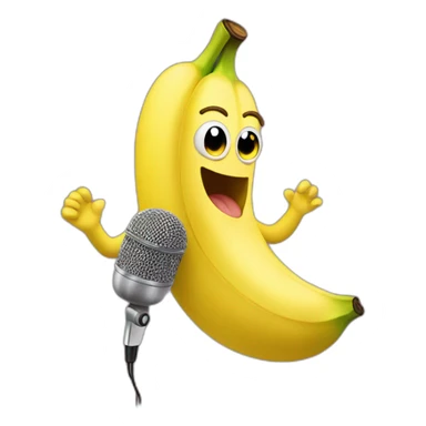 Banana singing with microphone sticker