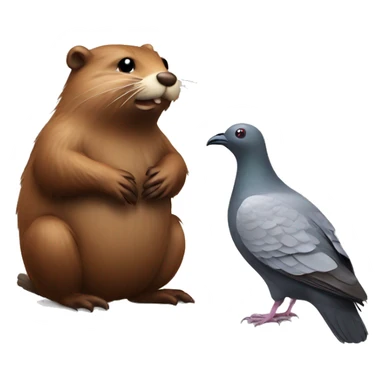 Beaver stood next to a pigeon  sticker