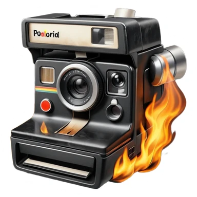 Polaroid camera printing a burnt photo. sticker