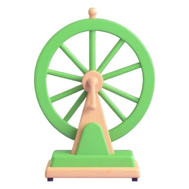 A 3D cartoon-style spinning wheel with alternating green and white sections sticker