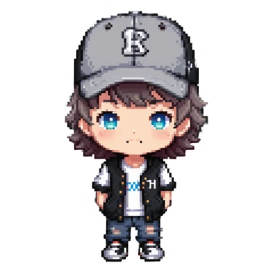 chibi boy with baseball cap and casual outfit sticker