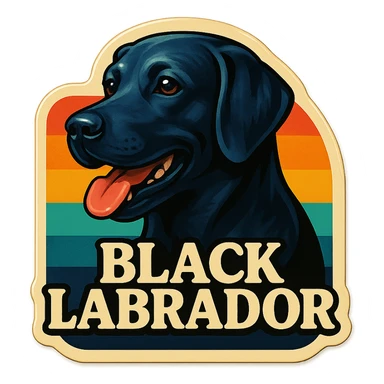 vintage retro style black labrador retriever t-shirt graphic sticker
