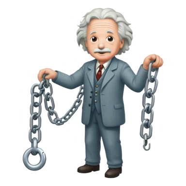 Albert einstein pulling on a chain sticker