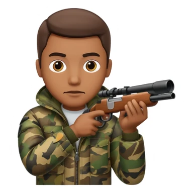 Male Hunter shooting a shotgun and holding it up to his face like he is looking through the scope to shoot something  sticker