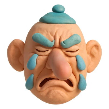 tengu face with long nose crying, pastel colors, just the face sticker