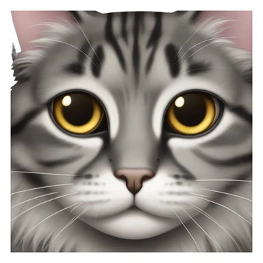 domestic long haired black and grey tabby cat slanted eyes sticker