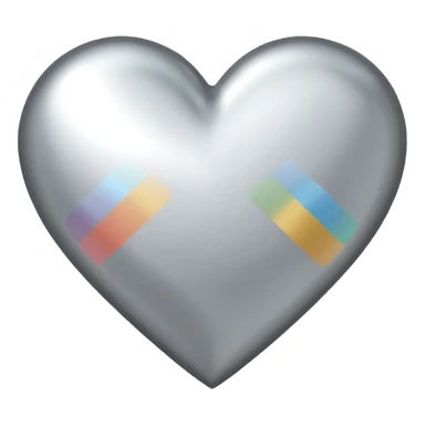 white heart with a metallic silver finish sticker
