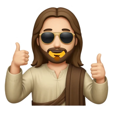 emoji di Gesù con occhiali da solo e pollice in su
 sticker