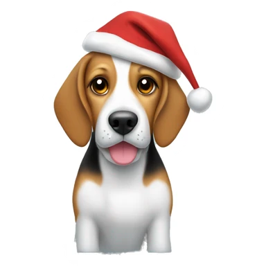 Beagle with a Santa hat on  sticker