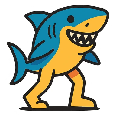 shark with legs, vibrant toon style sticker