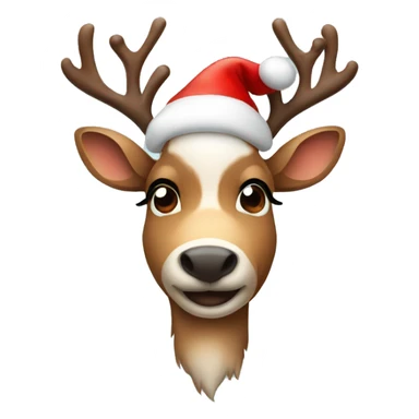 Reindeer with a Christmas hat sticker