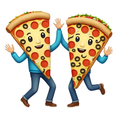 Pizza and taco dancing together sticker