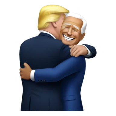 trump hug biden sticker