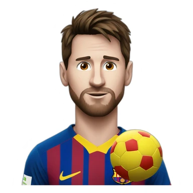 Messi avec un ballon rouge sticker
