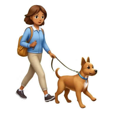 a person walking a dog in the park with a simple background sticker