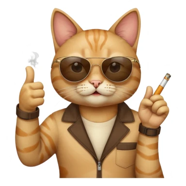 Cat, sunglasses, giving thumbs up, smoking cigarette  sticker