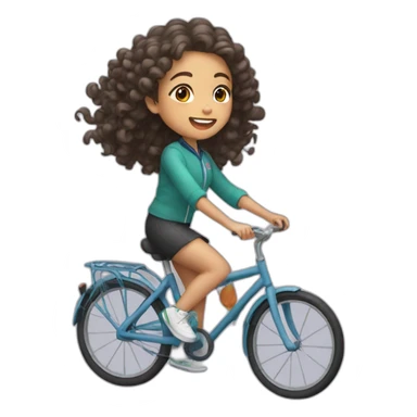 Taiwanese girl with curly hair riding bicycle sticker