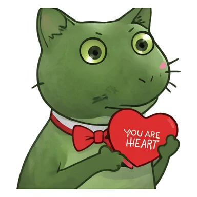 Cat holding a heart saying you are my heart  sticker