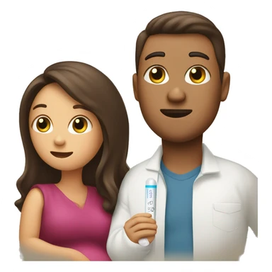 couple looking at pregnancy test sticker