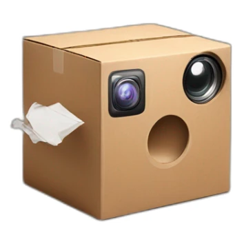 Video Camera, Instagram YouTube icons fly out from the Cardboard box sticker