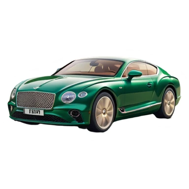 Bentley Continental GT (2022) – cinematic-realistic Bentley Continental GT, its deep emerald green paint reflecting the golden hour sunlight as it cruises along a coastal highway. The roar of its W12 engine builds as it accelerates, the plush leather interior offering an unmatched blend of luxury and performance. sticker