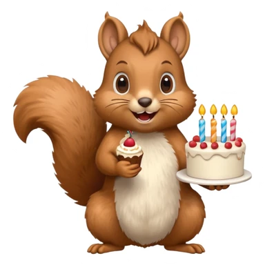 Squirrel with birthday cake sticker