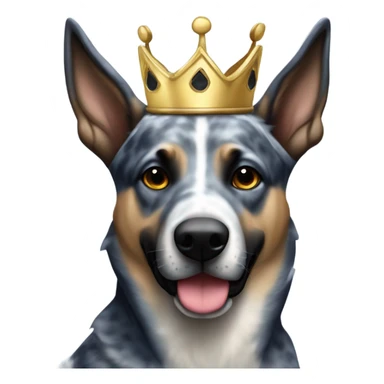 A malinois dark blue merle color with a crown on his head sticker