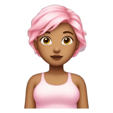 Chubby girl pastel pink hair sticker