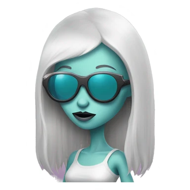 Girly alien with long fingernails and cool sunglasses  sticker