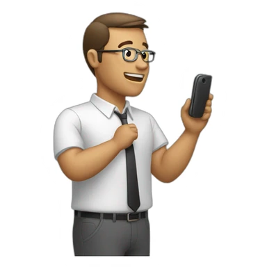 A man talks to his mobile phone sideways sticker