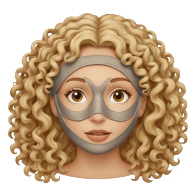 full face clay mask woman blond curly sticker