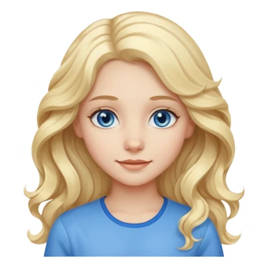 A pale girl with blue eyes and long and blonde , wavy hair , smiling  sticker