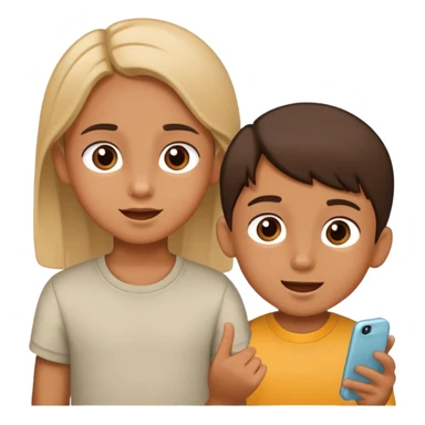 two children, one talking and one listening, friendly and expressive sticker