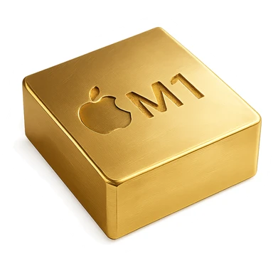 Apple Silicon chip, metallic, with subtle shine, no text sticker