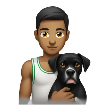 Mexican boy with black boxer dog  sticker