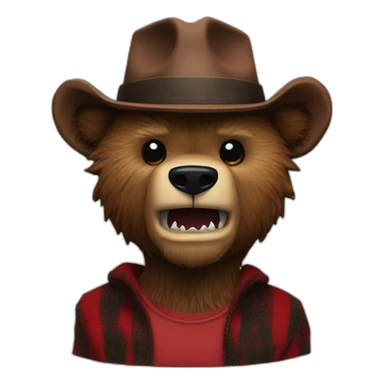 freddy krueger as a grizzly head sticker