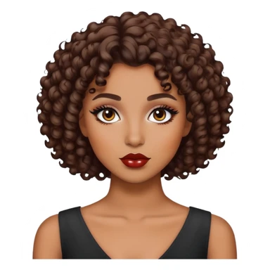 pretty brown skin, short hair curly, baddie with makeup sticker