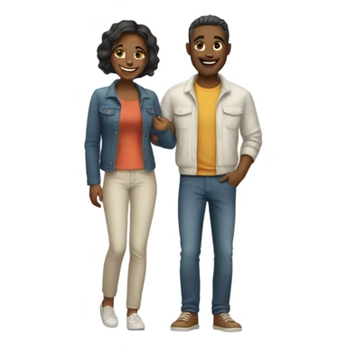 happy couple in casual attire sticker