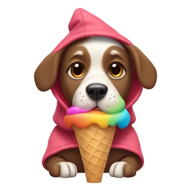 Dog wearing a hoodie eating ice cream sticker