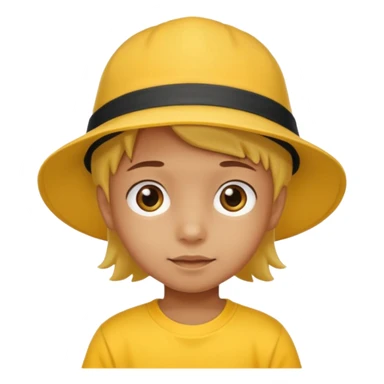 child with yellow t shirt and hat sticker