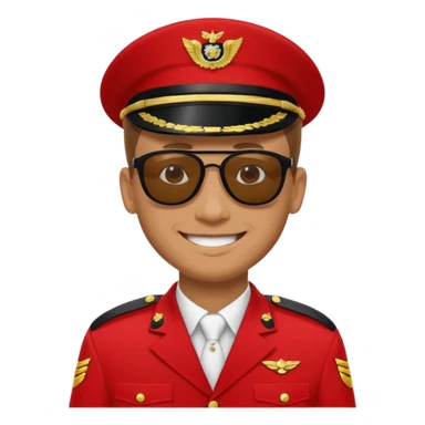 Smiling military man with sunglasses in red uniform sticker