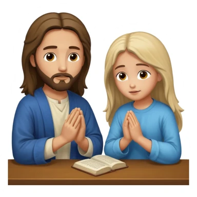 jesus en la mesa orando con una adolescente sticker