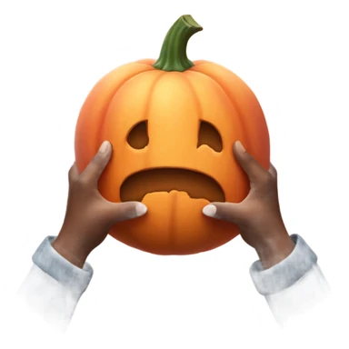 Pumpkin sized peach being held by two hands sticker