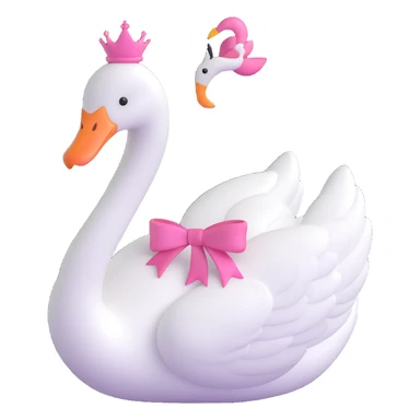 a cute white swan with a pink bow on her head, playful and sweet sticker